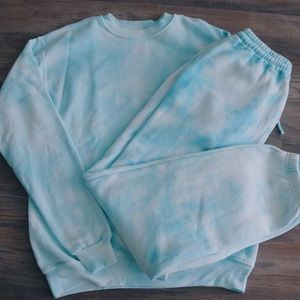 Blue Tie Dye Sweat Suit | Blue Lounge Set